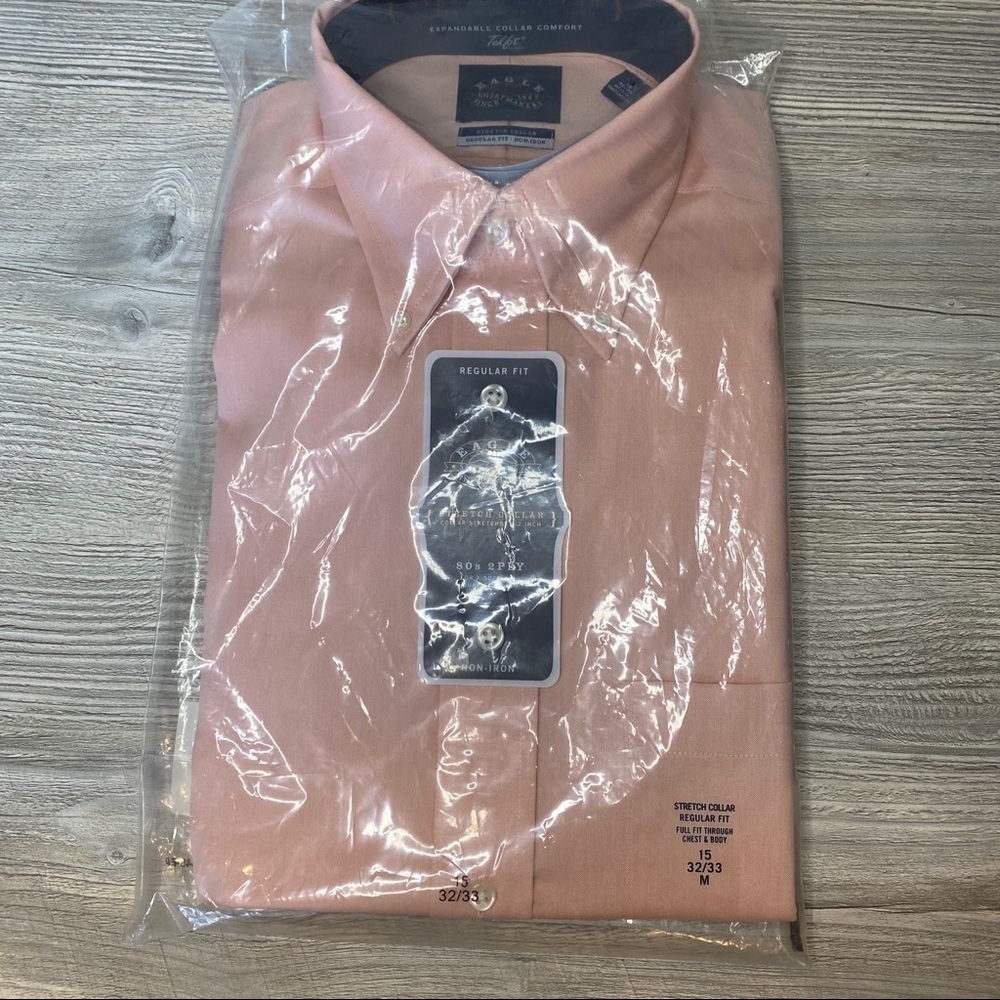 NWT Eagle shirtmaker regular fit dress shirt size 15 32/33 in sunset color - Picture 3 of 8